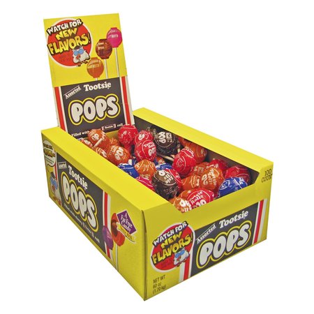 TOOTSIE ROLL Tootsie Pops, 0.6 oz, Assorted Flavors, PK100 TOO508